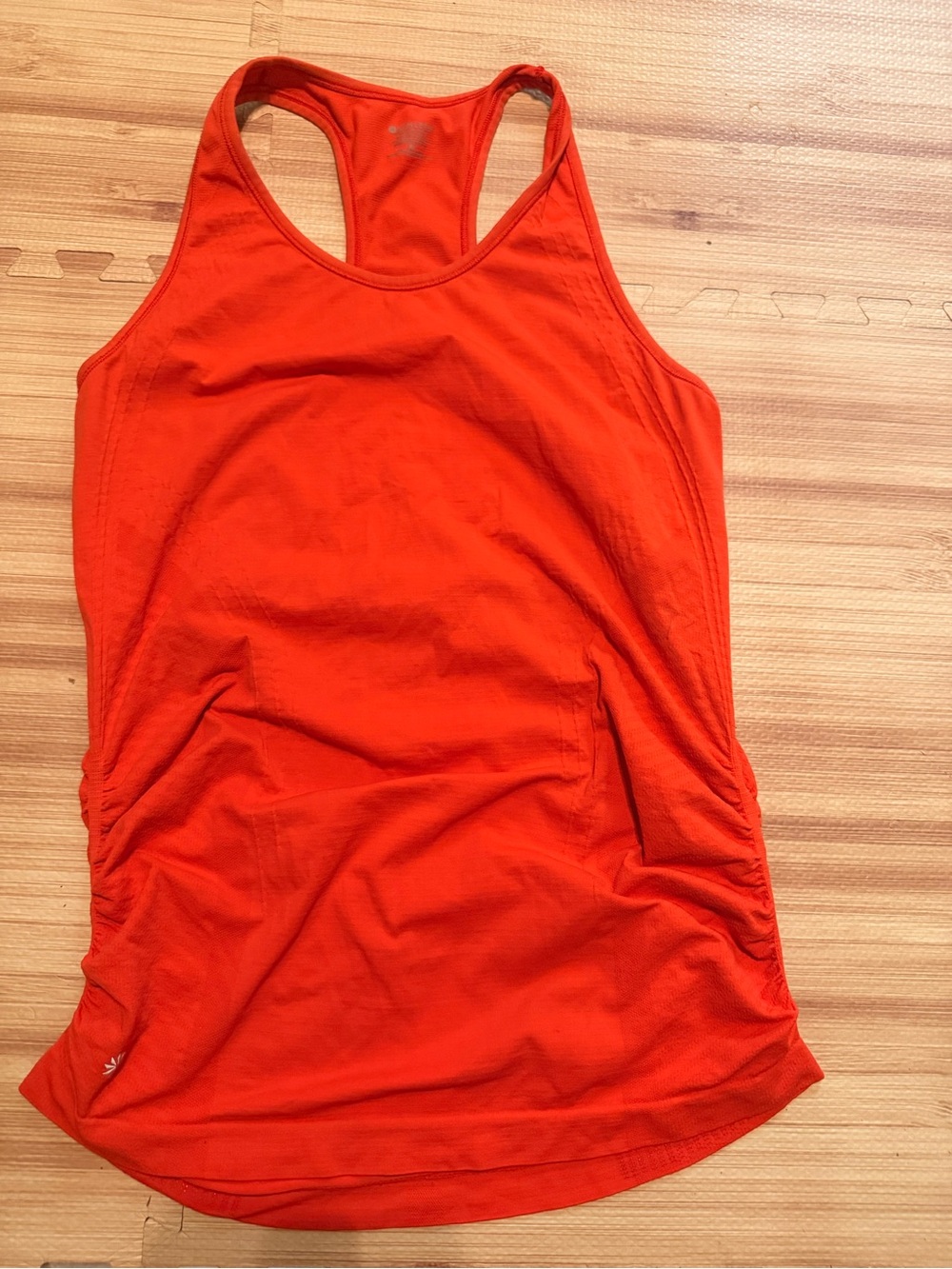 Athleta Womens Racerback Tank Top XL Orange Ruched Nylon Performance